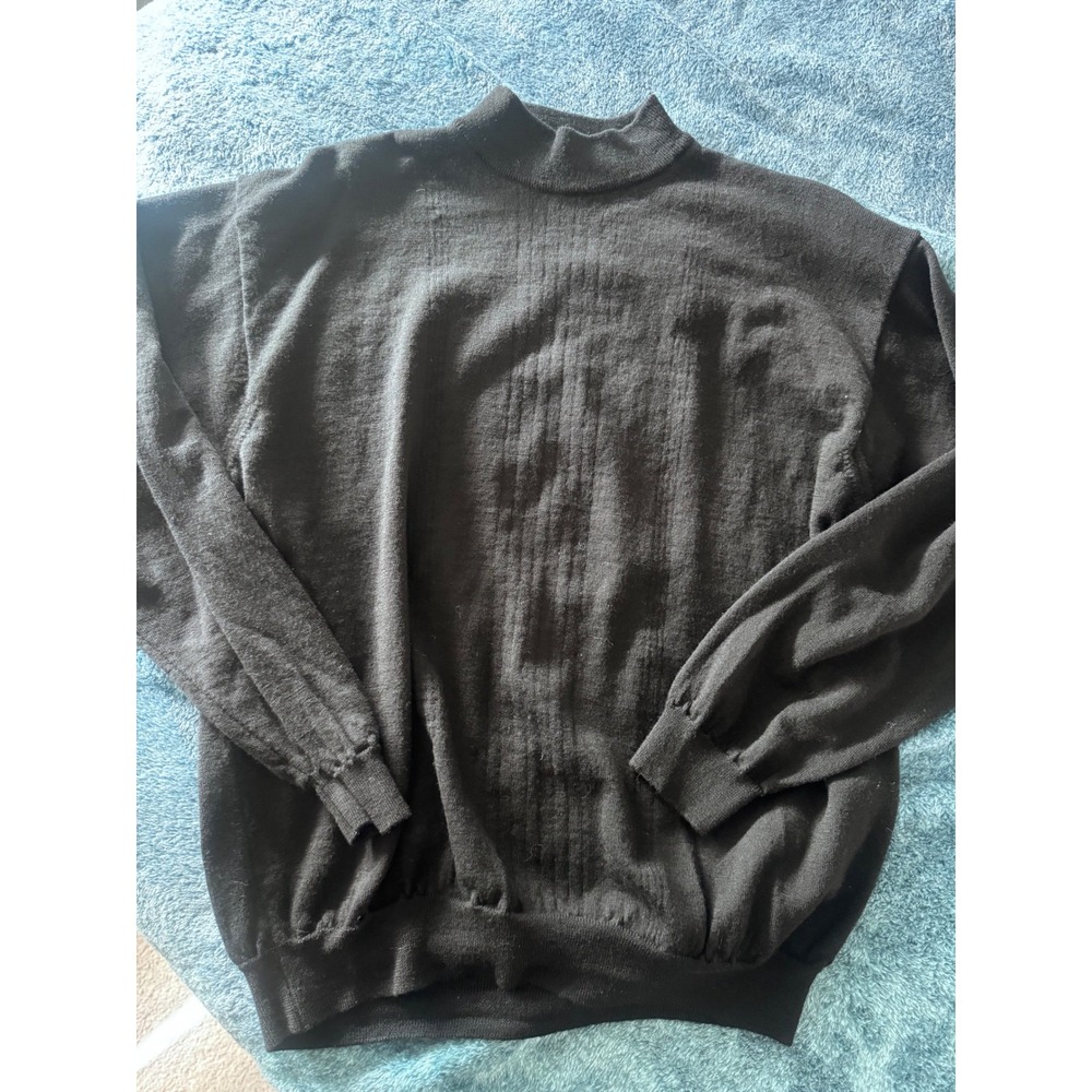 Cellini Merino Wool Sweater Men XL Black Crewneck Made in Italy RN 45672